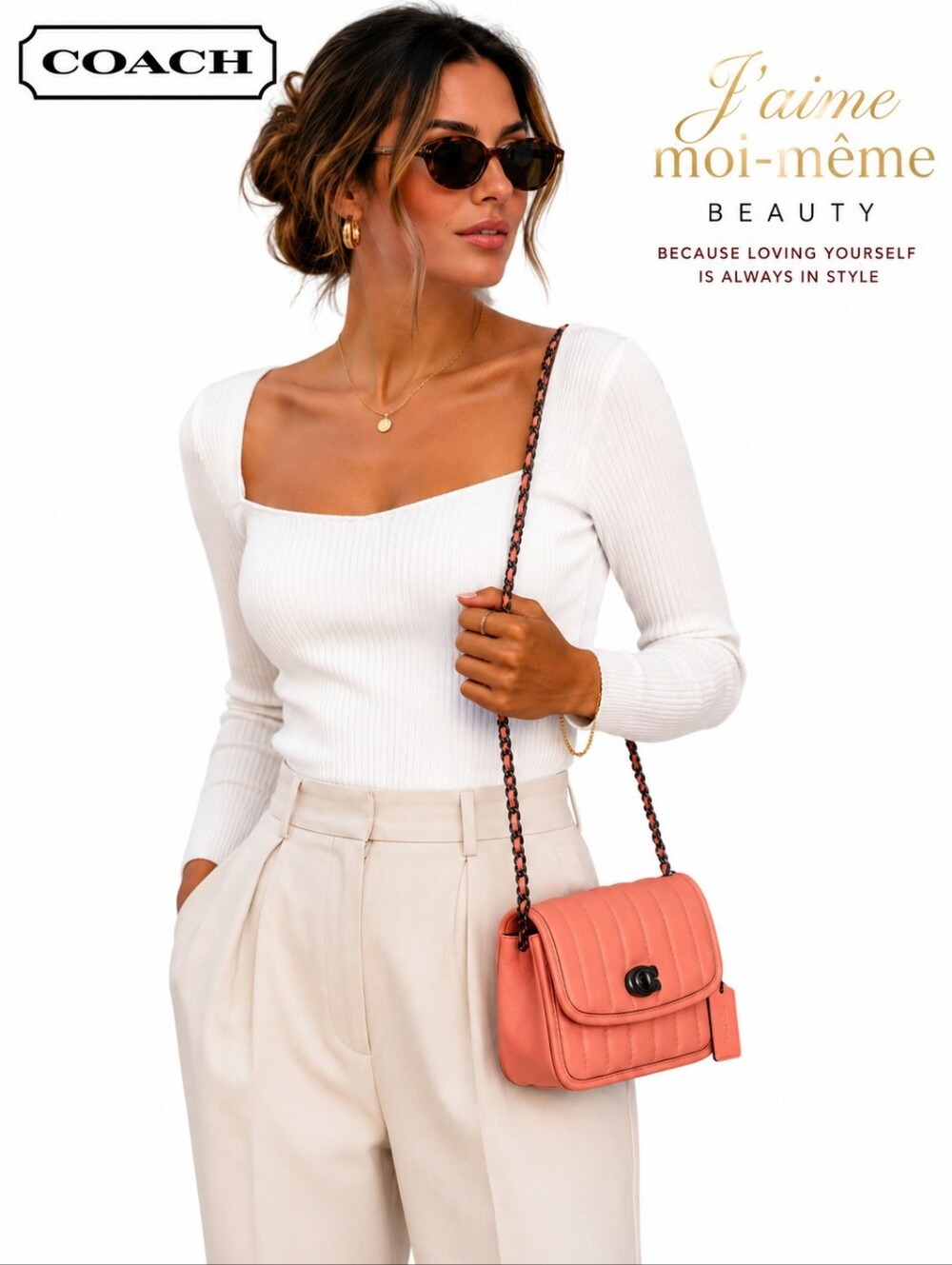 RETAIL COACH Quilted Turnlock Crossbody in Blush with Gun Metal Hardware